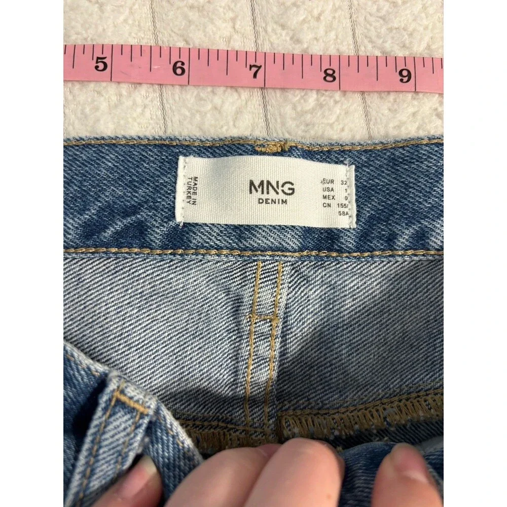 NWT Mango Tie-Dye Bleach Long Bermuda Denim Jean Shorts Womens 2 100% Cotton